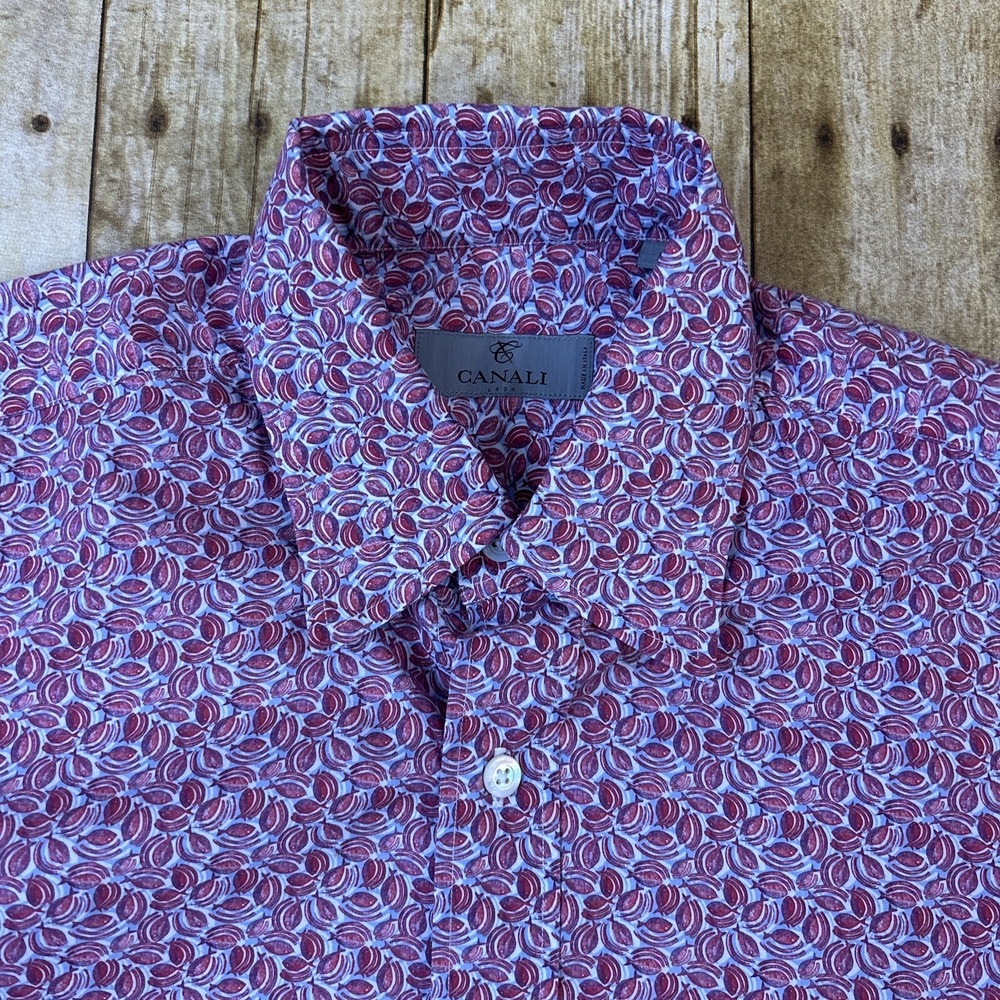 Canali 1934 Dress Shirt Medium Button Down Up Geometric Pattern